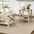 thumbnail image 3 of Walker Edison 3-Piece Rustic Wood & Metal Coffee Table Set - White Oak, 3 of 8