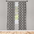 thumbnail image 4 of Ambesonne Floral Window Curtains, Flowers Triangles Pattern, Each 28" W x 95" L, Pale Salmon Grey Teal, 4 of 4