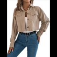 thumbnail image 2 of Chaquetas de con Botones para Mujer, Camisetas de Larga, Tendencia 2025 Caqui XL, 2 of 9