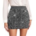 thumbnail image 2 of Hpapadks Skirts for Women Sparkly Sequin Mini Skirt with Wide Elastic Waistband for Summer Fall Party Grey XL, 2 of 4
