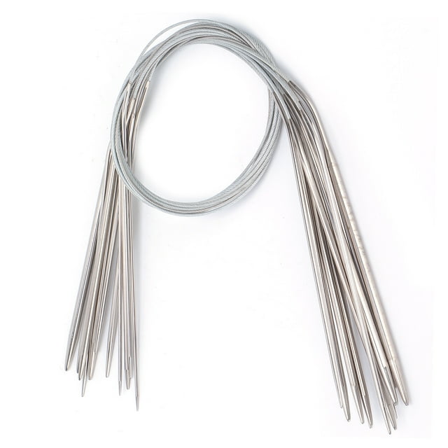 Circular Knitting Needles Stainless Steel Interchangeable Knitting Needles Set of 11 Sizes Smooth Tips for Yarn Craft with Comfortable Grip for Beginners & Knitters