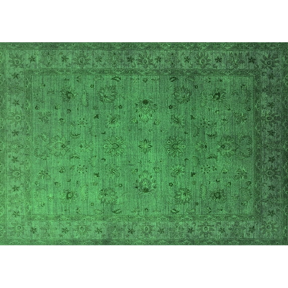 Ahgly Company Indoor Rectangle Oriental Green Industrial Area Rugs, 7' x 10'