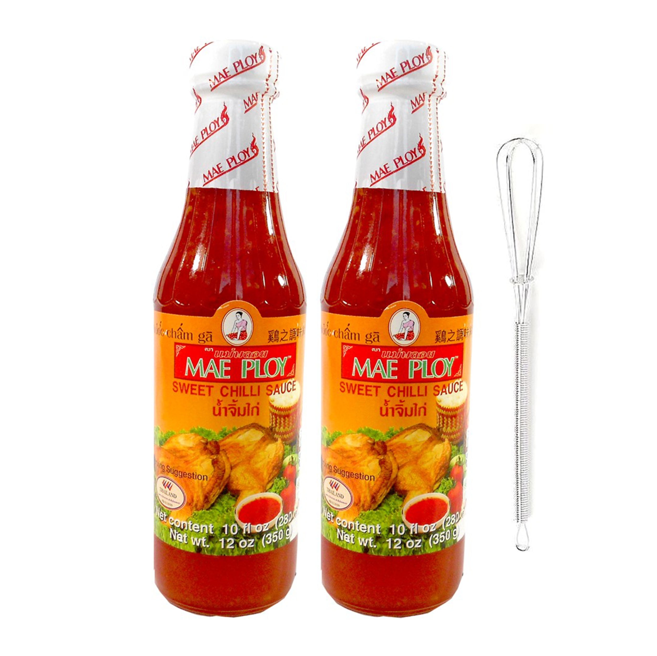 Mae Ploy Sweet Chili Sauce 10 Fl. oz. X 2 with Mini Stainless Steel
