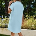 thumbnail image 4 of Women Dresses Xqxayjr Button Down Shirt Sundress for Curvy Women Short Sleeve Cotton Linen Trendy Beach Party Dress Casual Mini V-Neck Collared Graduation Dress, 4 of 9