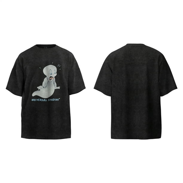 Camiseta holgada informal de verano de manga corta con dibujos animados de Casper, estilo retro, estilo callejero, estilo vintage de gran tamaño
