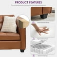 thumbnail image 3 of LAZZO 65" Loveseat Sofa with USB Charging Ports, 2-Seat Faux Leather Couch for Living Room & Office, Brown, 3 of 9