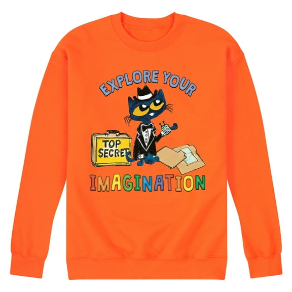 Pete The Cat - Top Secret Explore Your Imagination - Men's Crew Neck Fleece Pullover