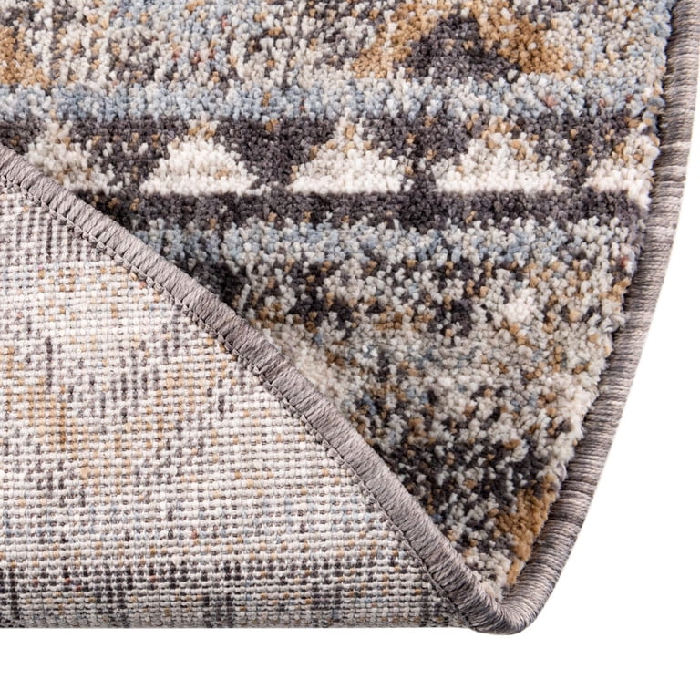 Unique Loom Eco Southwestern Area Rug - Tubac Runner 2'x6' In Khaki Gray/Black, Made From Recycled Plastic