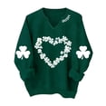 thumbnail image 2 of MAIHAN St Patricks Day Shirt Women Knit Pullover,Festive Shamrock Print Crewneck Long Sleeve Top,Soft Stretch Casual Sweater(#02Green,XXXL), 2 of 3