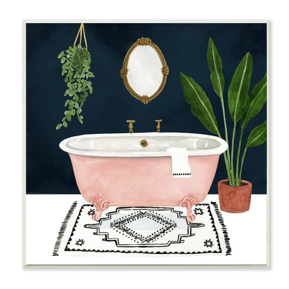 Stupell Industries Designer Bathroom Pink Blue Design Paintings Unframed Art Print Wall Art, 12x12, by Victoria Borges