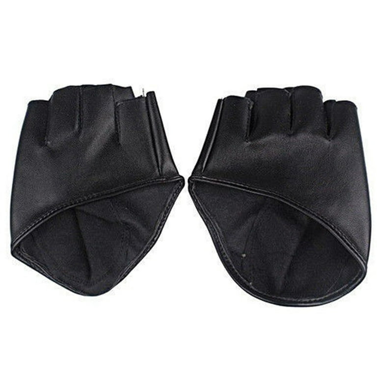 Women Ladies Fashion Half Finger Faux Leather Short-Figures Gloves