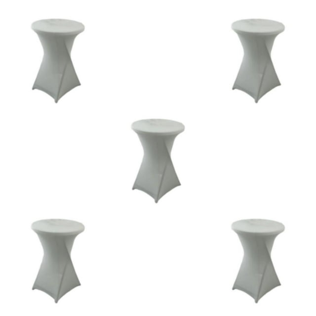 Justharion Housse de Table Haute Extensible Résistante aux Taches, Polyvalente et Facile à Entretenir, Argent 5Set