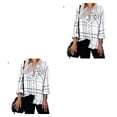 thumbnail image 4 of sweethay Camisa a cuadros de rayas de manga larga para mujer, blusa con bolsillo y cuello en V, Top de fiesta para mujer, ropa de otoño, Type1 NO1, 4 of 6