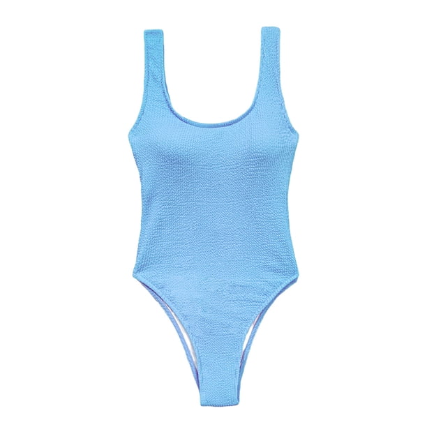 Naiovety Mono de mujer, traje de baño para niñas, verano, baño de sol, natación, poliéster, sin espalda, sin mangas, ropa de baño para mujer Traje de baño Azul METRO Naiovety OD022125-17