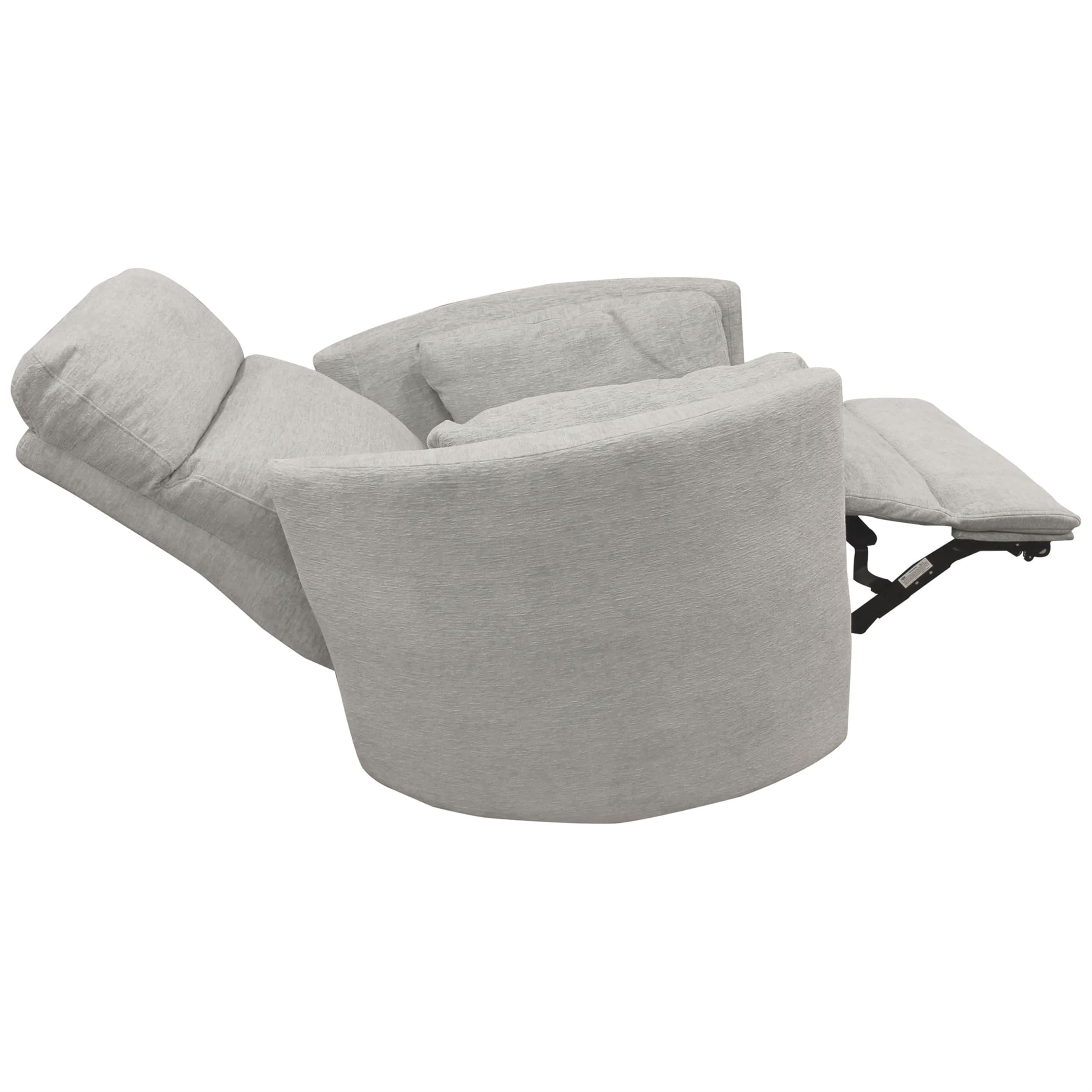 Pemberly Row Fabric Power Swivel Glider Recliner Chair in Mineral White