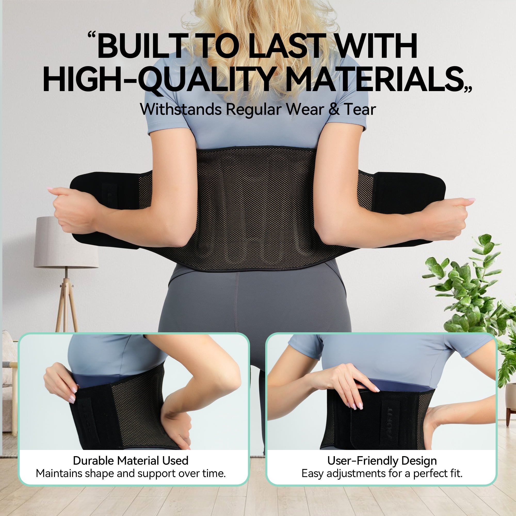 GKTG Back Brace for Lower Back Pain Relief, Lumbar Support Belt for Men & Women, Back Support Brace for Herniated Disc, Sciatica