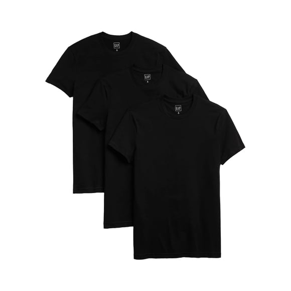 Camiseta GAP con cuello redondo, capa base, paquete de 3, negra XL