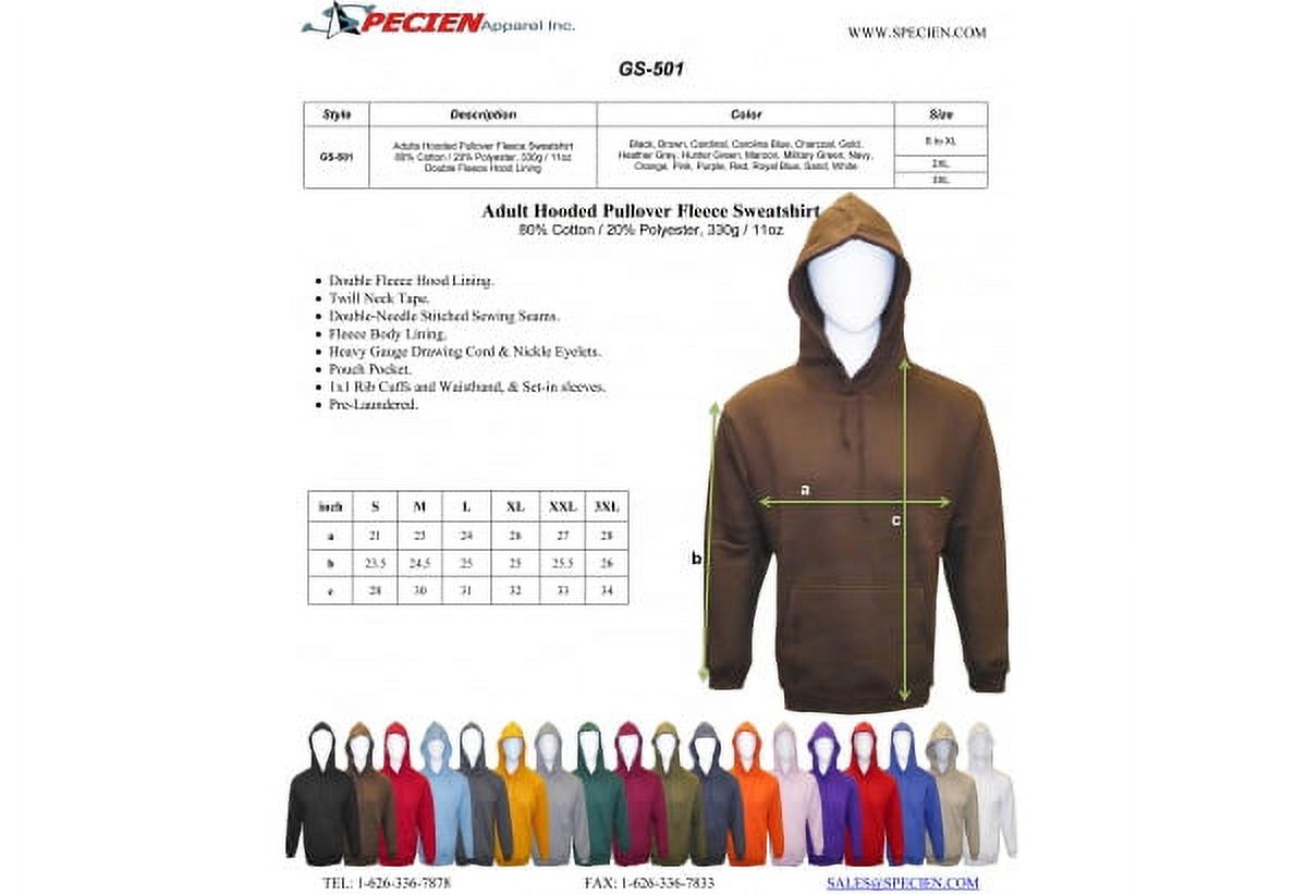 Adult Hooded Pullover Fleece Sweatshirt