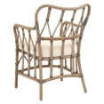 thumbnail image 3 of Lattice Design Wooden Arm Chair with Rattan Binding, Brown- Saltoro Sherpi, 3 of 5