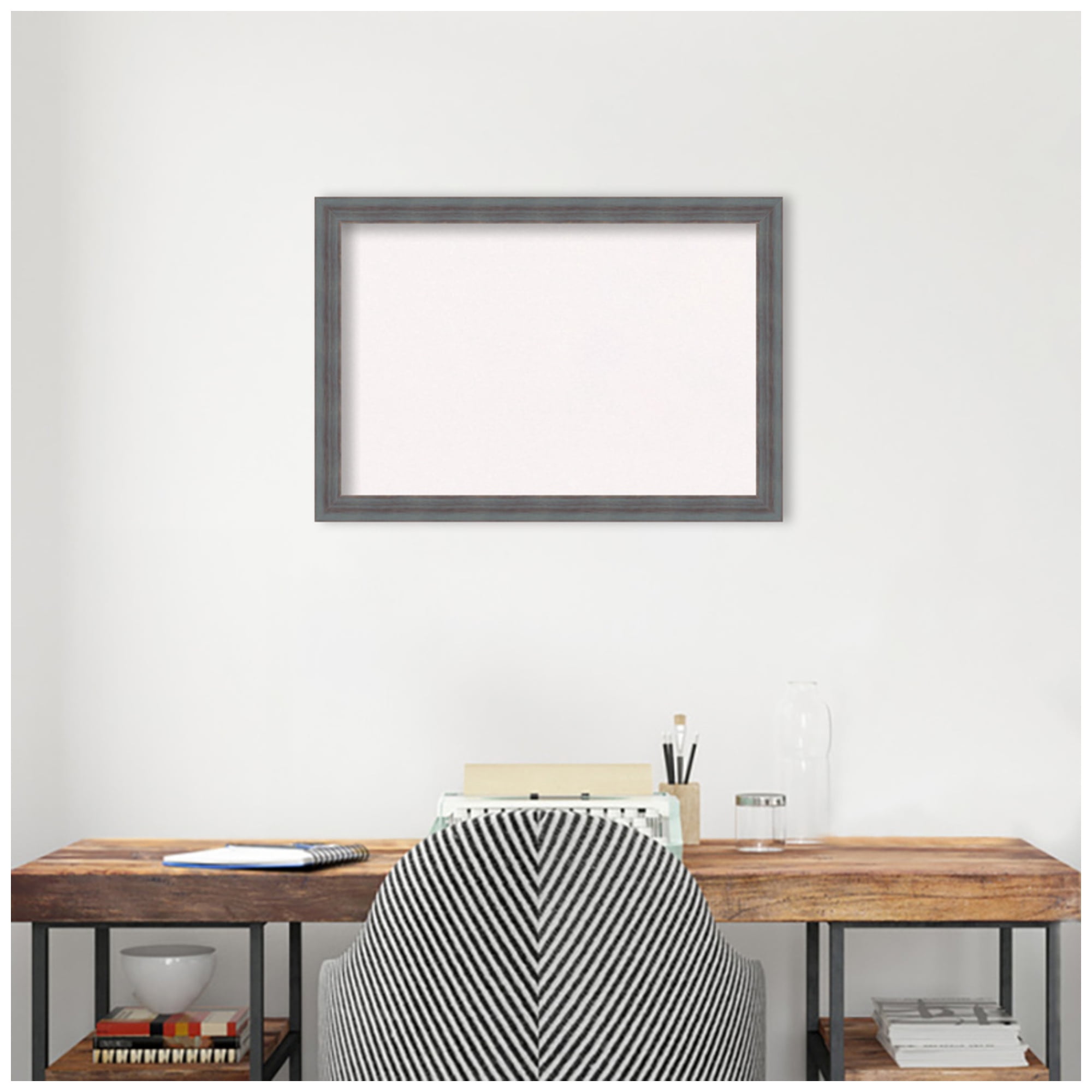 Amanti Art White Cork Board Wood Framed Dixie Blue Grey Rustic Bulletin Board 26 in. x 18 in.