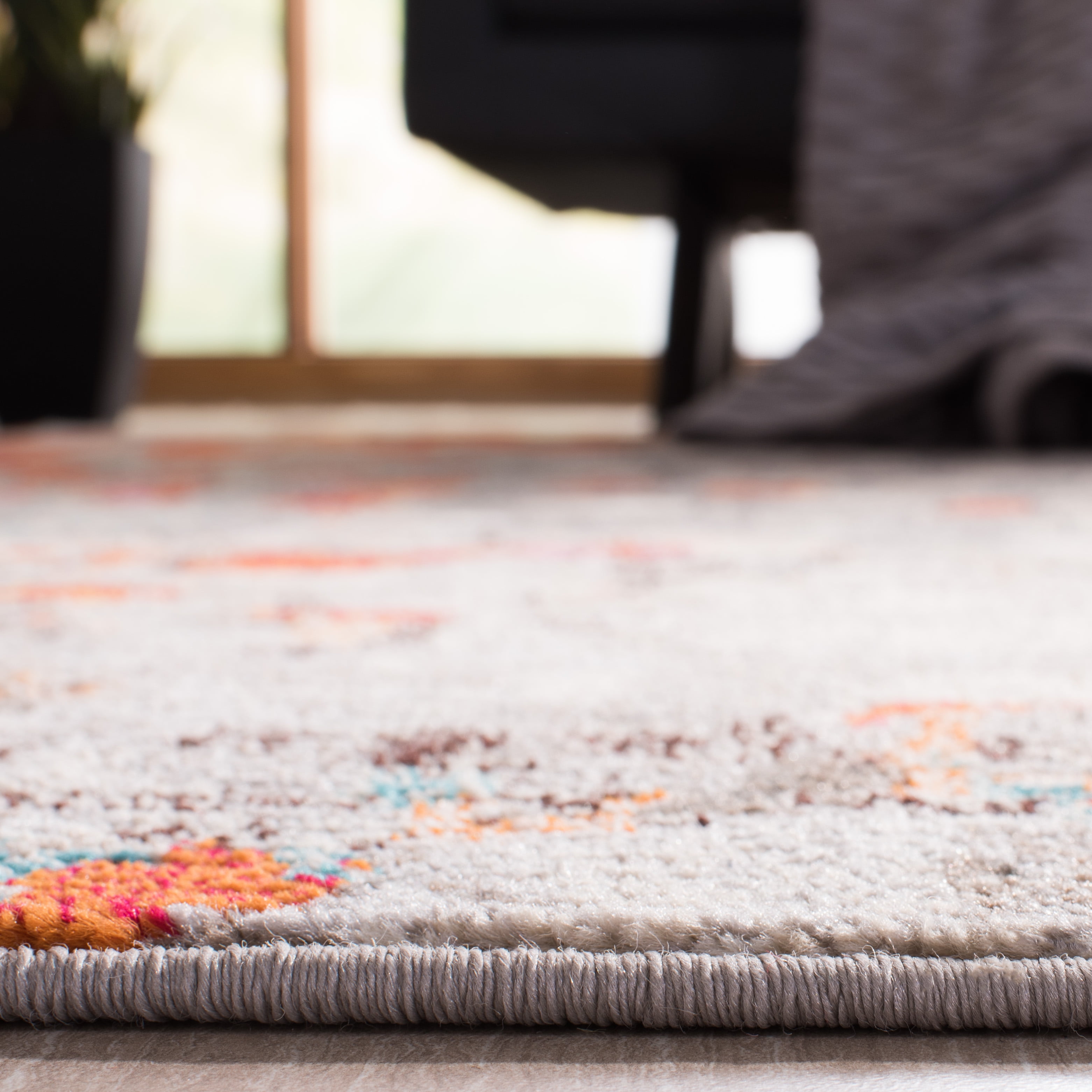 SAFAVIEH Madison Candelario Abstract Polka Dots Area Rug, Grey/Orange, 12' x 18'