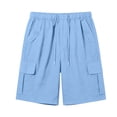 thumbnail image 4 of Women Cargo Shorts with Pockets Adjustable Waist Solid Color Summer Fashion,Blue,XL, 4 of 4