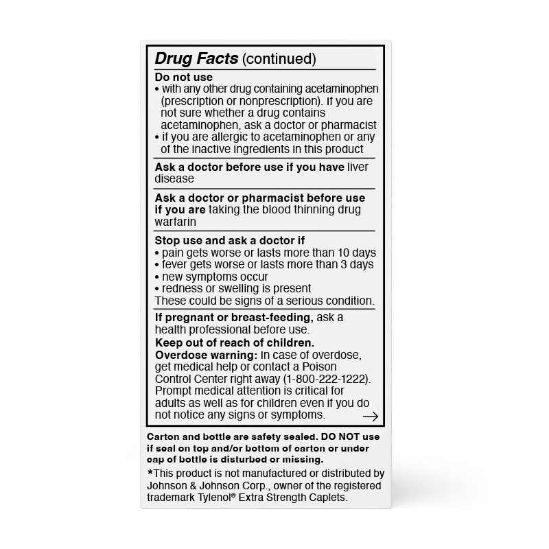 Buy Genexa Extra Strength Acetaminophen Pain Relief & Fever Reducer Caplets, 500 mg, 50 Ct