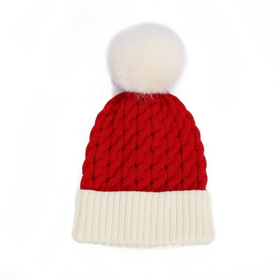 YUUZONE Daily Beanie Christmas Knit Hat with Cute White Pom Pom Warm Winter Caps
