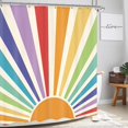 thumbnail image 6 of Boho Sun 70s Shower Curtain 72Wx72H Inch Retro Abstract Rainbow Sunrise Sunset Cute Vintage Colorful Shower Curtain Bathroom Set Modern Groovy Waterproof Bath Decoration Accessories Home Decor, 6 of 6