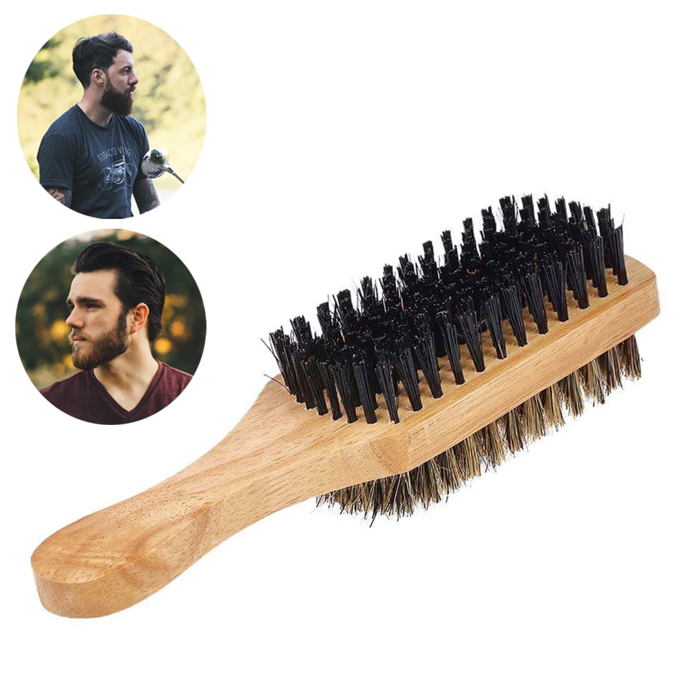 Men's Beard Brush Boar Bristles Firm Soft Styling Grooming Wooden Comb
