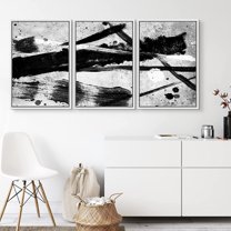 PixonSign Framed Canvas Print Wall Art Set Graphic Smiling Cloud & Rainbows Geometric Shapes Illustrations Modern Art Glam Comic Multicolor Neon for Living Room, Bedroom, Office - 16"x24"x3 White