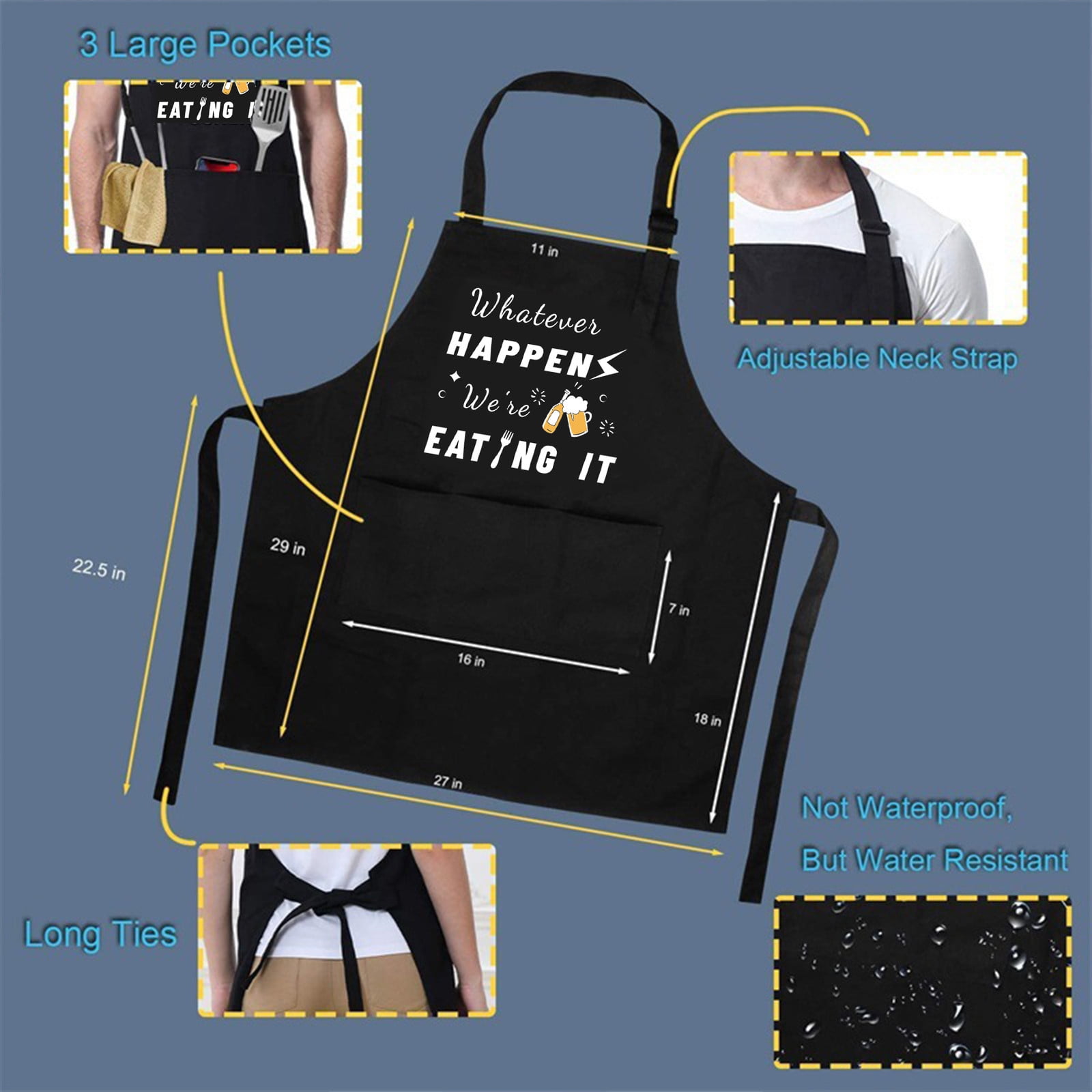  Funny Aprons for Men,BBQ Apron Grill Apron Kitchen  Apron,Husband Gifts from Wife,Birthday Gifts for Boyfriend, Dad,Christmas  Funny Kitchen Gifts,with 3 Pockets & Adjustable Neck Strap- Feed All You :  Home 