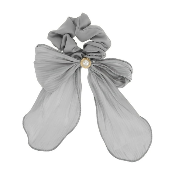 Unique Bargains 1 Pc Stylish Creased Ribbons Hair Ties Hair Bands Gray