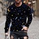 thumbnail image 2 of Hombres manga larga O-cuello impreso moda pulóver camisa casual Tops blusa Pompotops oipoqjl2258, 2 of 9