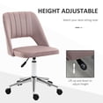 thumbnail image 3 of Mid Back Office Chair Velvet Fabric Swivel Scallop Shape Computer Desk Chair, Pink, 3 of 7