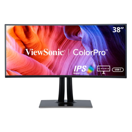 ViewSonic VP3881A 38-Inch IPS WQHD+ Curved Ultrawide Monitor with ColorPro 100% sRGB Rec 709, Eye Care, HDR10 Support, USB C, HDMI, USB, DisplayPort for Professional Home and Office