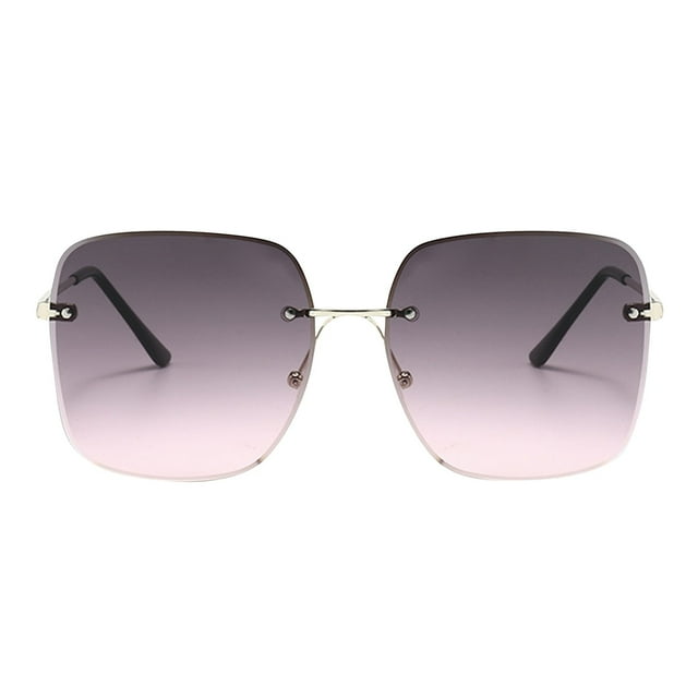 XASZHN Fashion Unisex Rimless Metal Gradient Sunglasses for Travel Shopping Outdoors Pink_002 One Size
