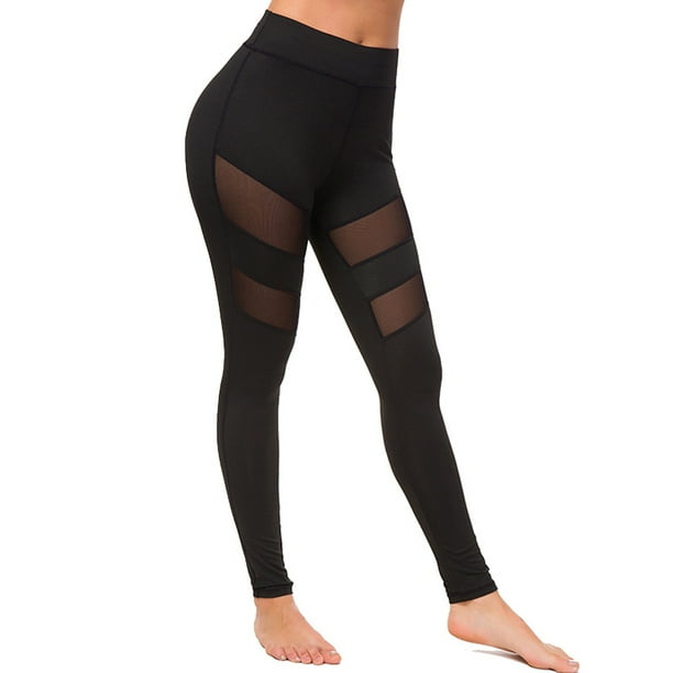 Buy Kiwi-Rata Women Sports Mesh Trouser Gym Workout Fitness Capris Yoga  Pant Legging,Black Small at