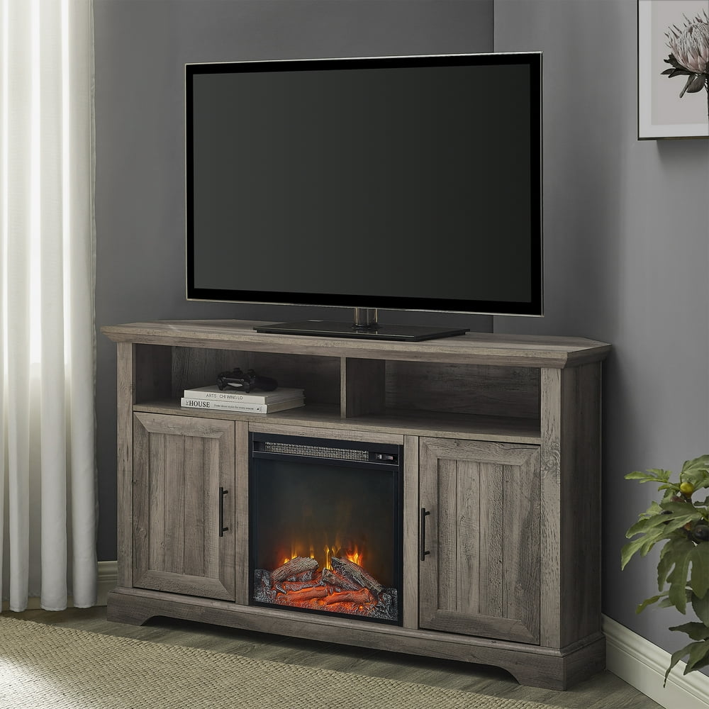 Manor Park Coastal Corner Fireplace TV Stand for TVs up to 60”, Grey Wash