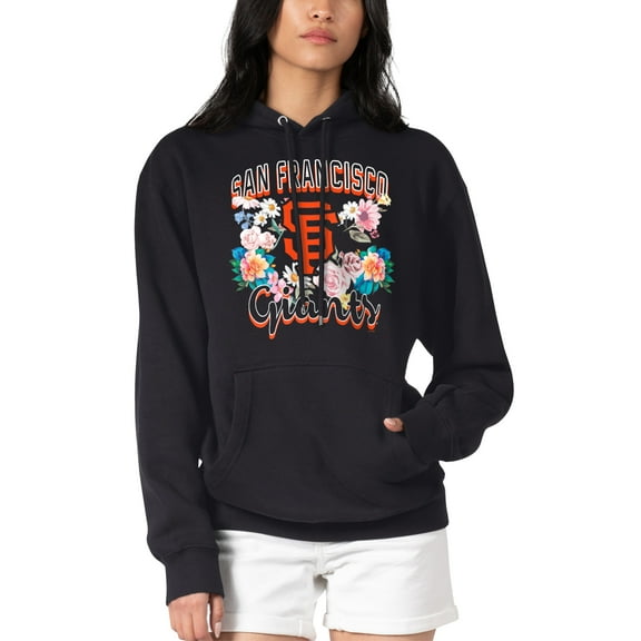 Women's G-III 4Her by Carl Banks Black San Francisco Giants Flowers Graphic Pullover Hoodie