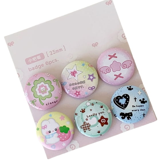 2. 6Pcs Cartoon Badge Pins, Metal Lapel Pins for School Bags, Coats, Hats, Backpacks Decorative Accessories