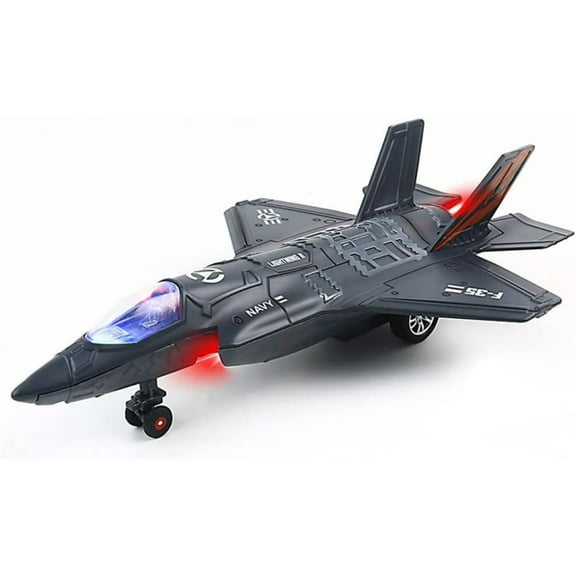 F35 Airplane Toy, Fighter Jet Toy, Pull Back Toy Jets, Diecast Airplanes Model with Light & Sound, Metal Airplane Gifts for Decor