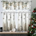thumbnail image 4 of Christmas Kitchen Curtains Valances 3 Piece Set,Snowflake Merry Xmas Trees Pine Ornament Rod Pocket Farmhouse Cafe Curtain Over Sink Window for Holiday Winter Decor 36 Inch, 4 of 7