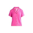 thumbnail image 6 of Joyspun Women’s Short Sleeve Notch Top and Shorts Pajama Set with Blanket Stitching, Sizes XS-3X, 6 of 6