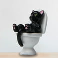 thumbnail image 4 of Opvise Funny Cat Figurine Spiritual Consolation PVC Vivid Appearance Toilet Series Cat Statue Party Supplies Grey, 4 of 8