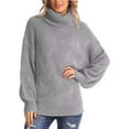 thumbnail image 3 of Gray Womens Tops Women's Casual Loose Turtleneck Knitted Sweater Pullover Long Sleeve 2023 Autumn/winter Sweater Top Fall Outfits for Women 2025, 3 of 5