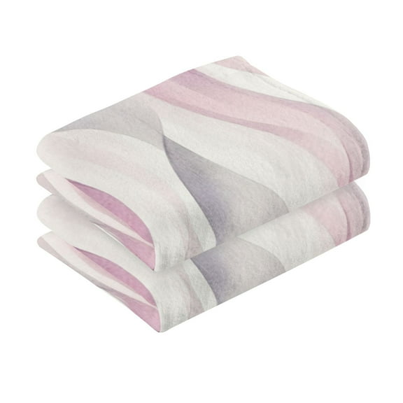 2 Pcs Absorbent Face Towel Bath Hand Towels Soft Breathable Cotton Towel Set for Bathroom Kitchen Hotel Spa Decor Watercolor Abstract Wavy Lines