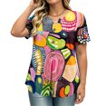 thumbnail image 6 of VBVC Women's Floral Print Henley Blouse , Ladies' V-Neck Short Sleeve Summer Top , Boho Tropical Vacation Shirts For Women,Black,S-3XL, 6 of 8
