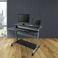 thumbnail image 3 of Stand Up Desk Store Rolling Adjustable Height Two Tier Standing Desk Computer Workstation (Silver Frame/Black Top, 48" Wide), 3 of 7