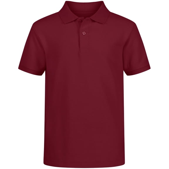 Polo IZOD para niño, color borgoña, manga corta, talla 8
